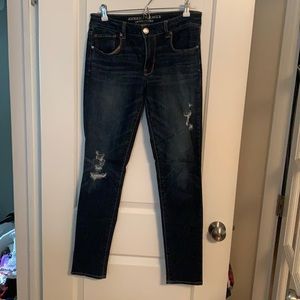 American Eagle Distress Skinny Jean Size 8 Long